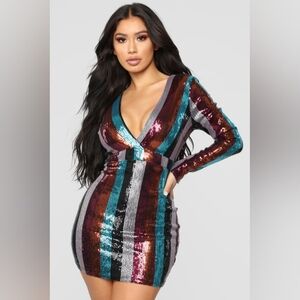 PINK OWL Sequin Striped Dress